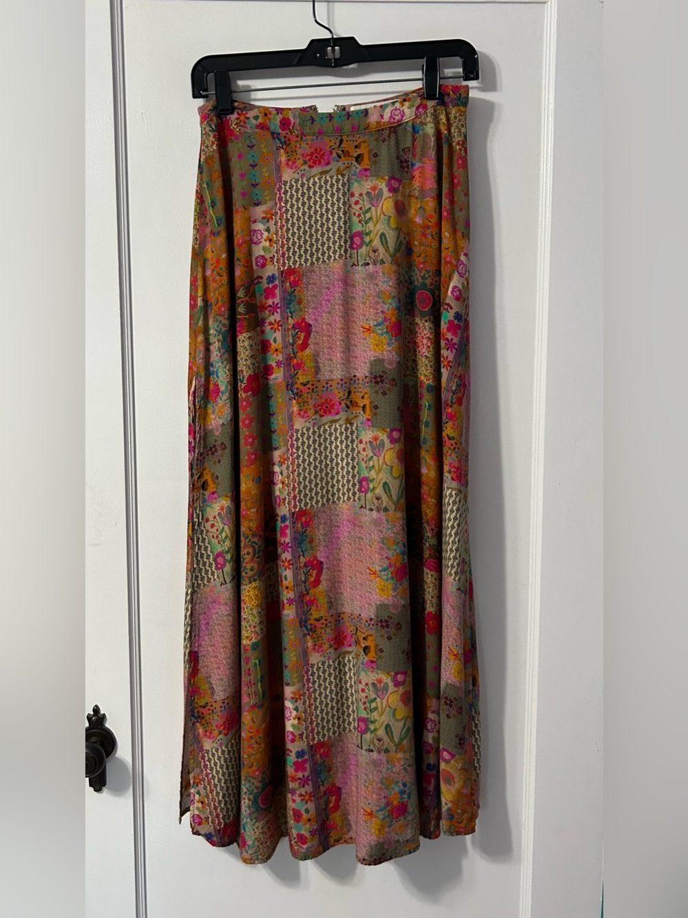 Natural Life Floral Patchwork Maxi Skirt - Pink & Tan